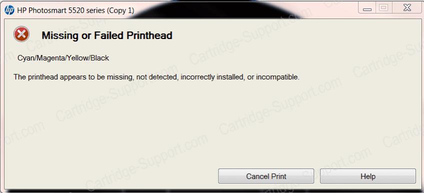Missing or Failed Printhead